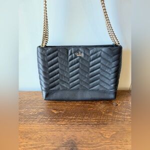 Kate Spade Reese Park Lorie black quilted leather shoulder bag chain strap EUC